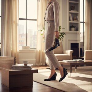 Dani Black Black Patent Leather Pointy Toe Designer Wedge Shoes Pumps Size 8.5